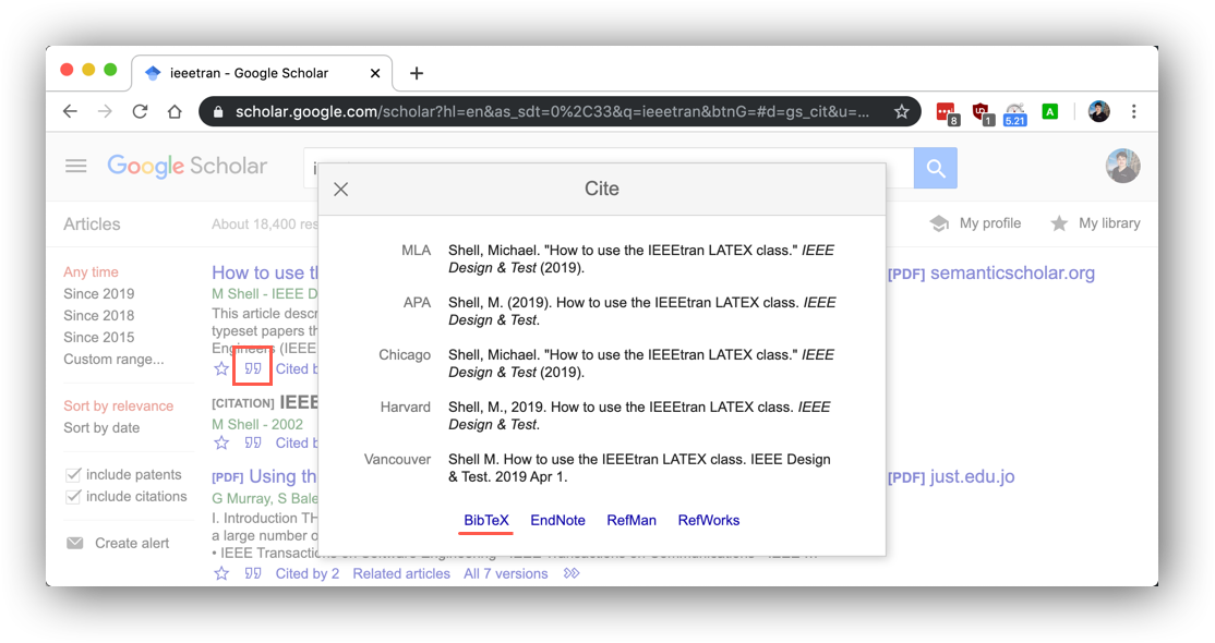 Google Scholar BibTeX